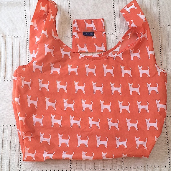 BAGGU Handbags - BAGGU Orange Chihuahua Reusable Eco Shopping Bag Tote Purse Standard Size
